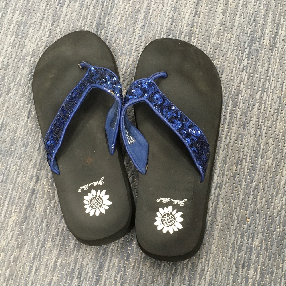 Yellowbox Blue Sequin Flip Flops
